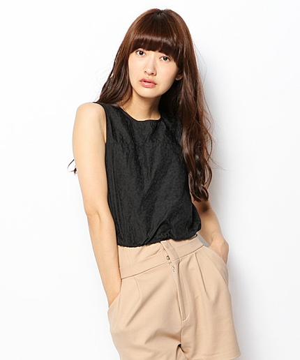 ヒョウ柄ノースリーブゴムTOPS