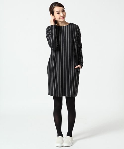ピンストライプサックワンピース