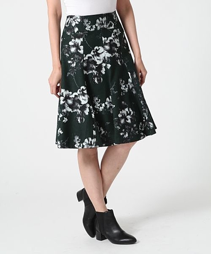 Ｗハナガラプリントミディスカート