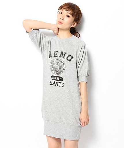 パフスリーブミニ裏毛ワンピース