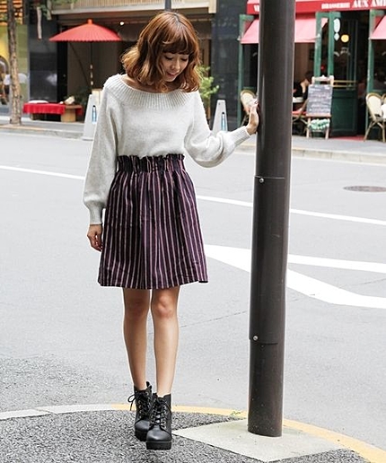 ストライプギャザースカート