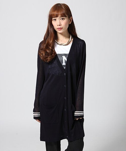 レーヨンソデラインロングカーデ