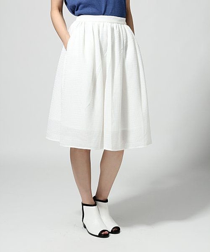 ギンガムジャガードミディロングスカート