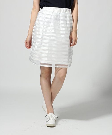 シースルーボーダーフレアスカート