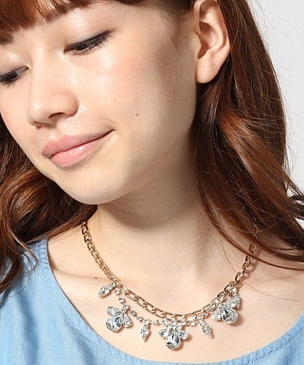 ビジューレイヤーショートネックレス