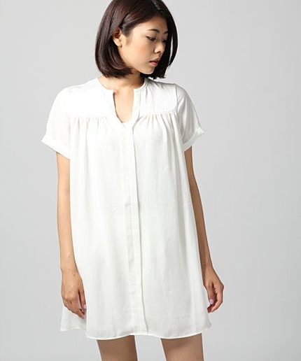 サテン×ジョーゼットスキッパーワンピース