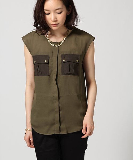 フラップポケツキノースリーブ