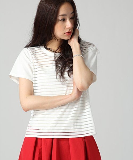 シアーボーダーショートTシャツ