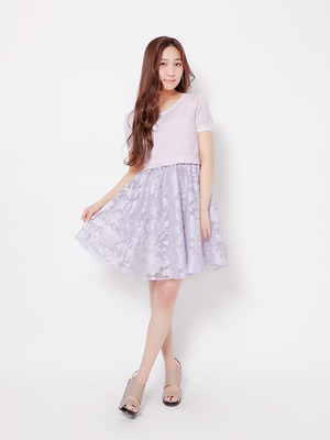 dazzlin 【Ｗ】ニット×フラワーオーガンジーワンピース②