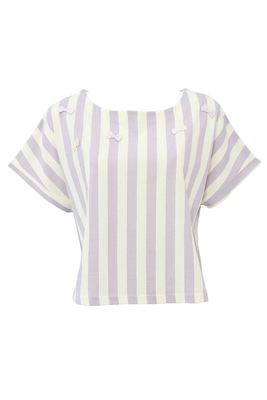 リボン付きストライプドルマンTシャツ