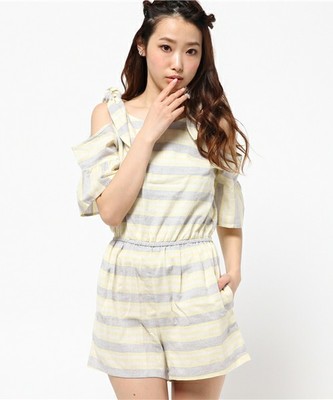 肩リボンロンパース