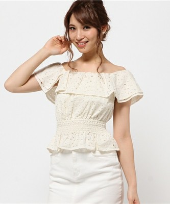 コットンレースフリルトップス