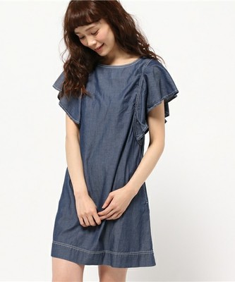 【DUO】 袖フレアシャンブレーOP