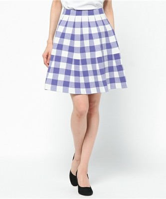 LK-15148 GINGHAM CHECK FLARE SKIRT