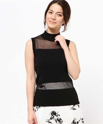 シースルーリブニット