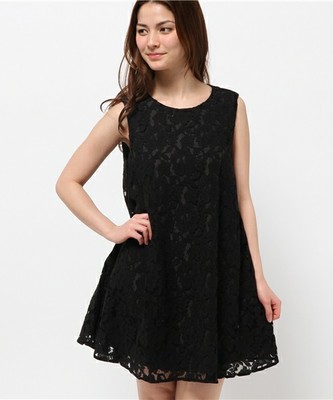 レースノースリーブ　Ａラインワンピース