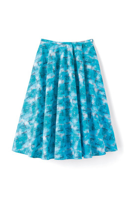 pilvee ヨットのブループリント柄タックフレアースカート