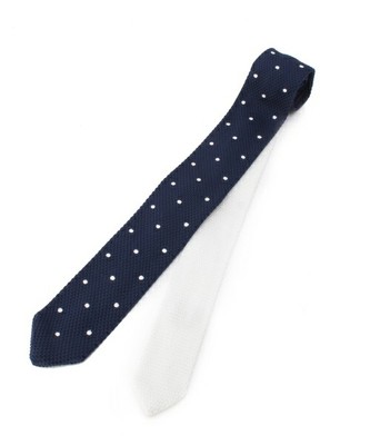 ドット柄バイカラーニットタイ