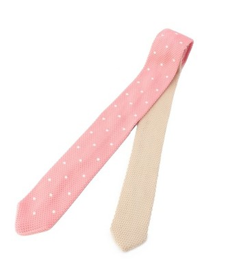 ドット柄バイカラーニットタイ