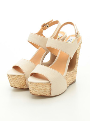 【R&E】変形籐ハイウェッジサンダル