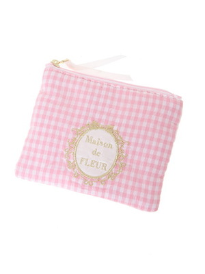 ギンガムチェックリボンティッシュポーチ