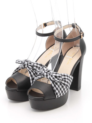 ギンガムリボンサンダル