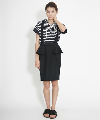 PEPLUM SUSPENDER SKIRT　（ぺプラムスカート/サスペンダー付き/無地）