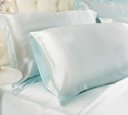 【LilySilk】高級19匁シルク枕カバー 【額縁無し】1枚【ターコイズ】ワイド(50x70cm)