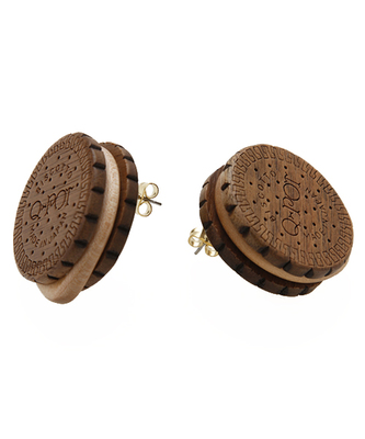 ラウンドチョコビスケットピアス