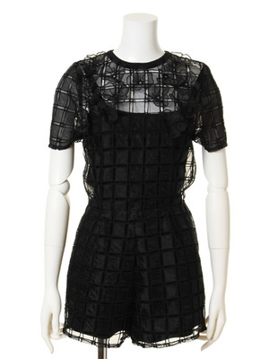 snidel (スナイデル)  オーガンジーチェック刺繍ロンパース