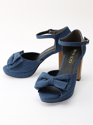 リボンヒールサンダル