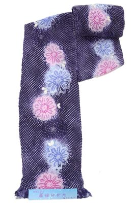 【藤娘きぬたや】 特選絞り浴衣地 「花模様/濃紫色」