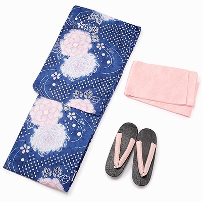 (浴衣・帯・下駄3点セット)絞り調 菊尽くし