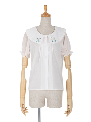 マーガレット刺繍衿半袖ブラウス/F i.n.t