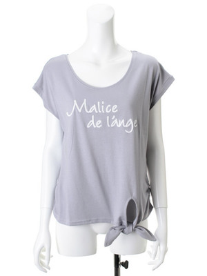 チェーンステッチロゴ裾リボンTシャツ