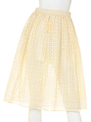 幾何学柄レーススカート