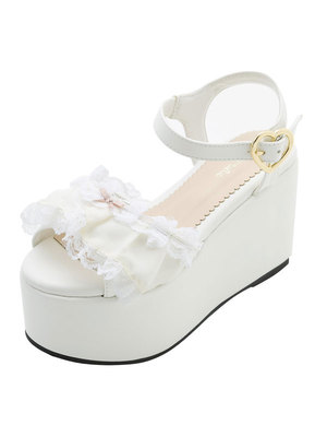 カシュクール風フリルデザインのランジェリーライクなサンダル