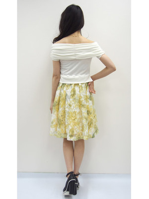 Marblee (マーブリー)  フラワーシースルースカートドッキングワンピース