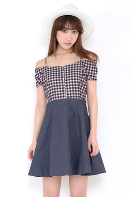 titty&Co. (ティティー アンド コー)  チェックコンビワンピース