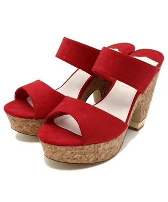 REZOY コルクワンヒールワイドストラップミュールサンダル