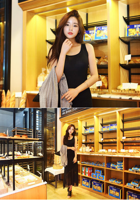 シフォン切替ノースリーブワンピース