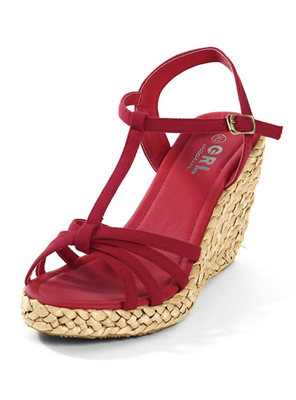 GRL グレイル クロスストラップウェッジサンダル