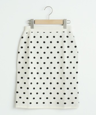 ドット柄タイトスカート／Perle Peche