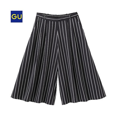 イージードレープガウチョパンツ（ストライプ）