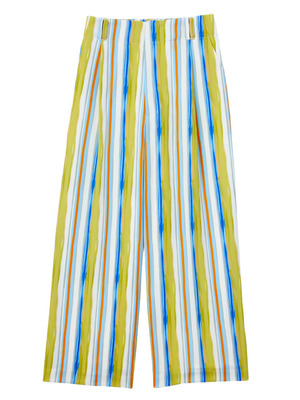マルチストライプクロップドワイドパンツ