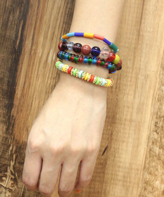 マルチガラスボーン4本セットブレスレット