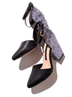 [L.B CANDY STOCK]太グリッターヒールパンプス