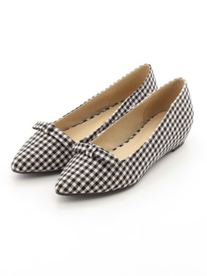 ギンガムポインテッドリボンパンプス