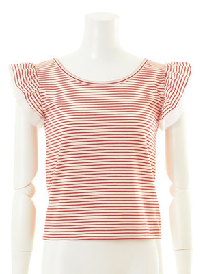 チュールフリル後ろリボントップス