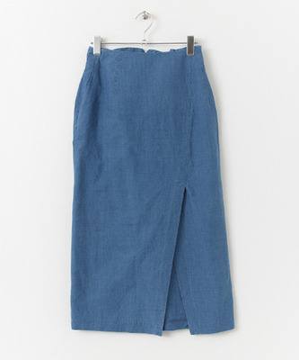 綿麻インディゴスリットスカート